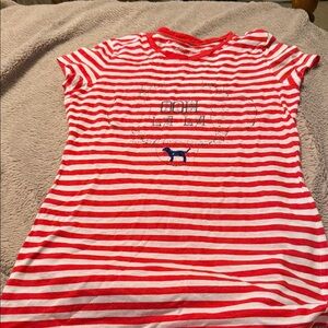 Victoria's Secret PINK Red & White Striped Short-Sleeve Tee